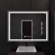 Obdélníkové LED zrcadlo, 120x80cm, Verite Imperial Silver Motion Glow Marcello, systém odmlžování, hodiny a teploměr, stmívatelná zrcátka Marcello Výchozí název Alessandro Design