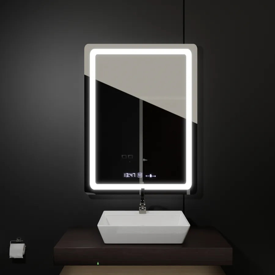 Obdélníkové LED zrcadlo, 60x80cm, senzor Wizz MotionGlow Marcello, systém odmlžování, hodiny a teploměr, zrcadla Dimabila Marcello Výchozí název Alessandro Design