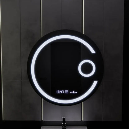 LED kulaté zrcadlo, 60 cm, Visio MotionGlow Marcello, systém odmlžování, hodiny a teploměr, kosmetická lupa, stmívatelná zrcátka Marcello Výchozí název Alessandro Design