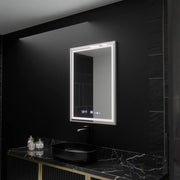 Obdélníkové LED zrcadlo, 60x80cm, Verite Imperial Silver Motion Glow Marcello, Demister System, Hodiny a teploměr, Stmívatelná zrcátka Marcello Výchozí název Alessandro Design