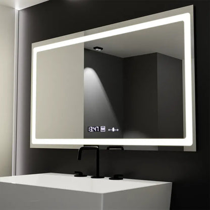 Obdélníkové LED zrcadlo, 120X70cm, Radiant MotionGlow Sensor Marcello, Systém odmlžování, Hodiny & Teploměr, Stmívatelné Marcello Zrcadla Výchozí název Alessandro Design