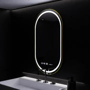 Oválné LED zrcadlo, 50x80cm, Roven Marcello MotionGlow senzor, systém odmlžování, hodiny a teploměr, stmívatelná zrcátka Marcello Default Title Alessandro Design
