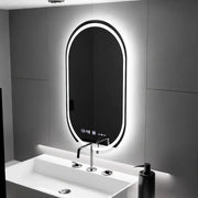 Oválné LED zrcadlo, 60x80cm, Eminence MotionGlow Marcello, systém odmlžování, hodiny a teploměr, stmívatelná zrcátka Marcello Výchozí název Alessandro Design
