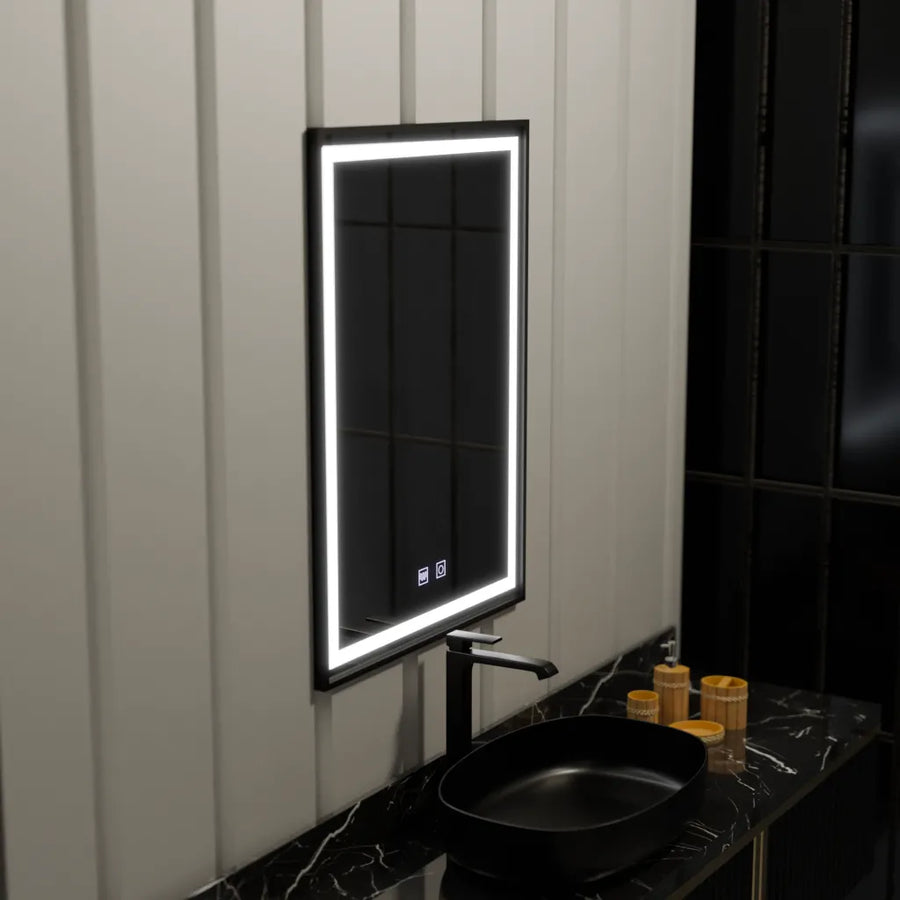 Obdélníkové LED zrcadlo 60x90cm EDGE Touch Demister System, černý rám zrcadla Korman E Výchozí název Alessandro Design