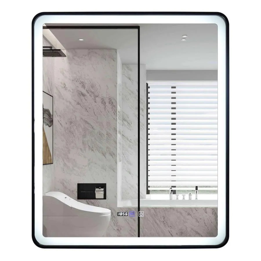 Obdélníkové LED zrcadlo 70x90cm EDGE Touch Demister System, černý rám zrcadla Korman E Výchozí název Alessandro Design