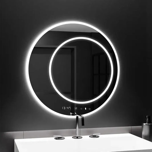 Kulaté LED zrcadlo, 60 cm, July Touch Marcello, Systém odmlžování, Hodiny a teploměr, Dimabila Zrcadla Marcello Výchozí název Alessandro Design