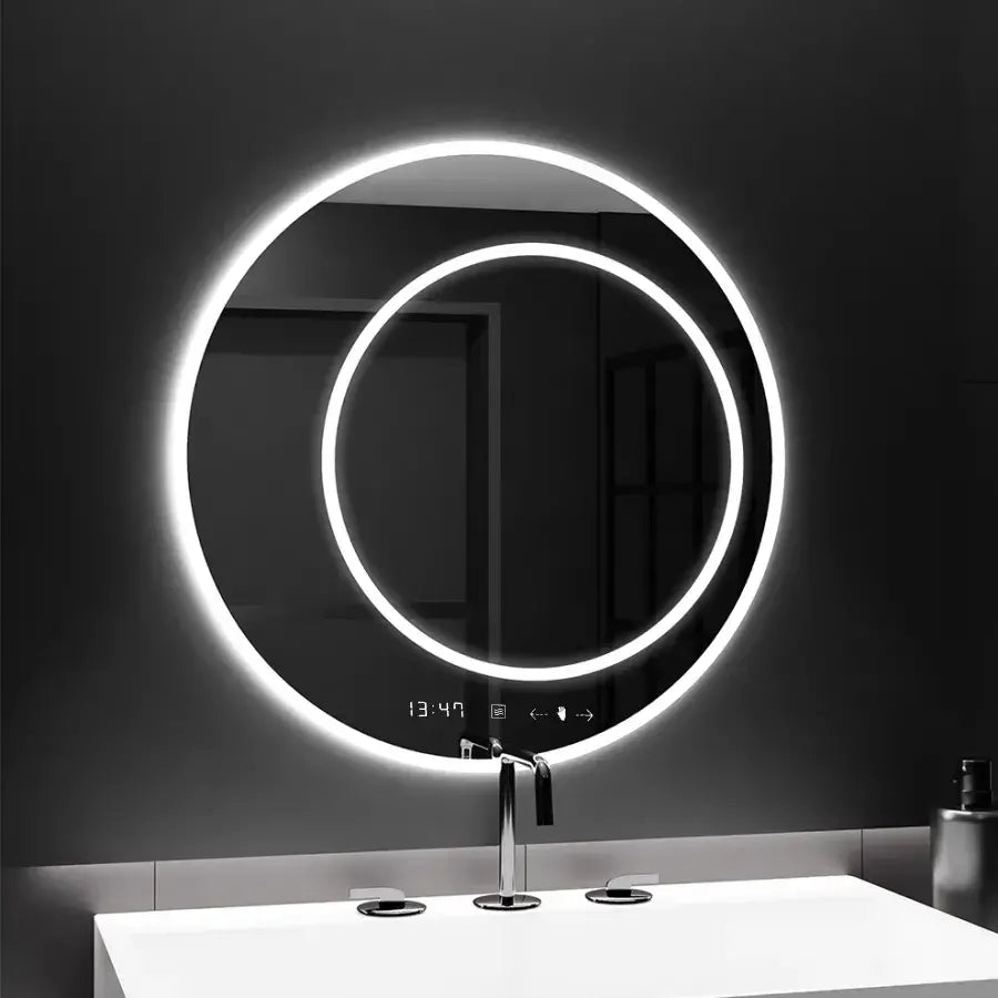 Kulaté LED zrcadlo, 60 cm, July Touch Marcello, Systém odmlžování, Hodiny a teploměr, Dimabila Zrcadla Marcello Výchozí název Alessandro Design