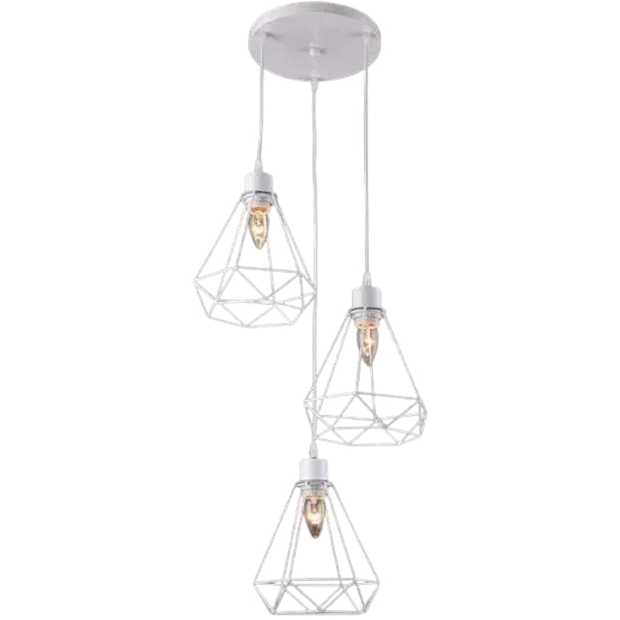 Lustr ve tvaru diamantu, STRUCTURE, 3xE27, bílý, kovový Průmyslové lustry Výchozí název Alessandro Design