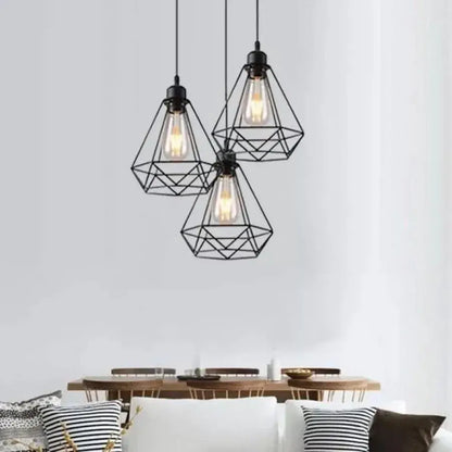 Lustr ve tvaru diamantu, STRUCTURE, 3xE27, černý, kovové průmyslové lustry Výchozí název Alessandro Design