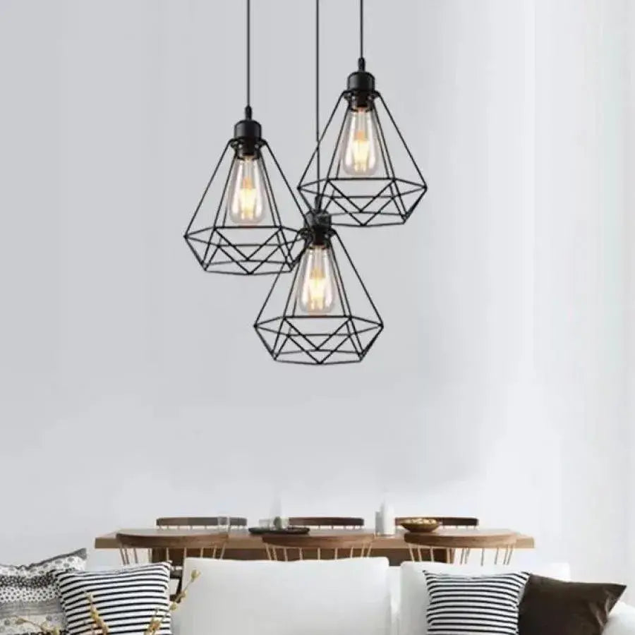 Lustr ve tvaru diamantu, STRUCTURE, 3xE27, černý, kovové průmyslové lustry Výchozí název Alessandro Design