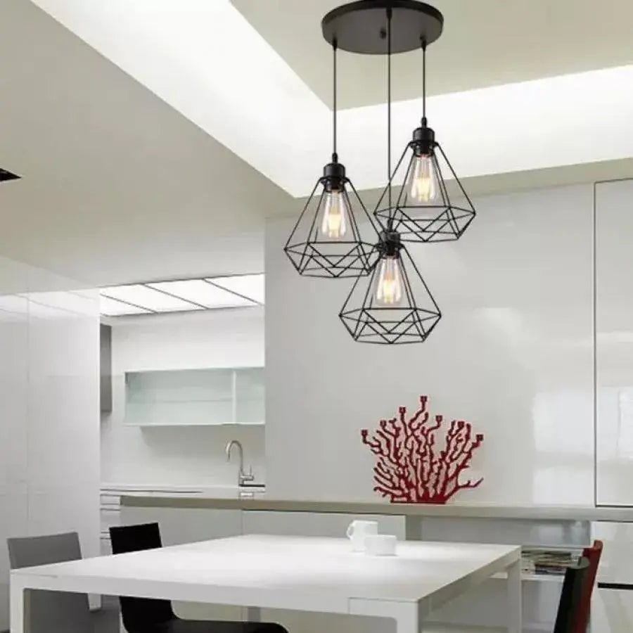 Lustr ve tvaru diamantu, STRUCTURE, 3xE27, černý, kovové průmyslové lustry Výchozí název Alessandro Design