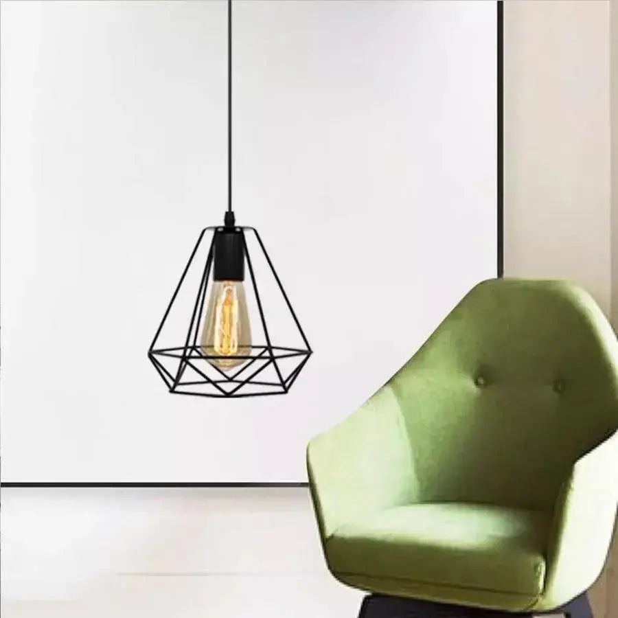 Lustr ve tvaru diamantu, STRUCTURE, 1xE27, černý, kovové průmyslové lustry Výchozí název Alessandro Design