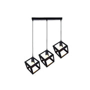 Lustr ve tvaru kostky, STRUKTUR Linear Trio, 3x E27, černý, kovový lesk Průmyslový Výchozí název Alessandro Design