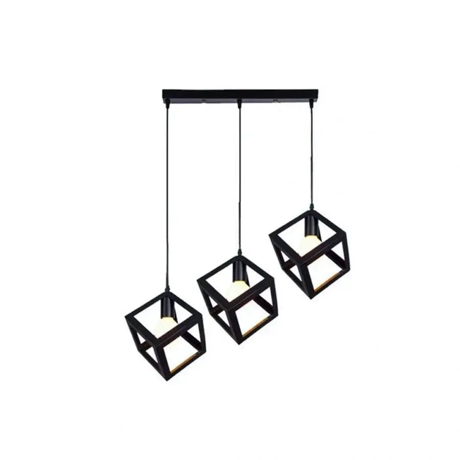 Lustr ve tvaru kostky, STRUKTUR Linear Trio, 3x E27, černý, kovový lesk Průmyslový Výchozí název Alessandro Design