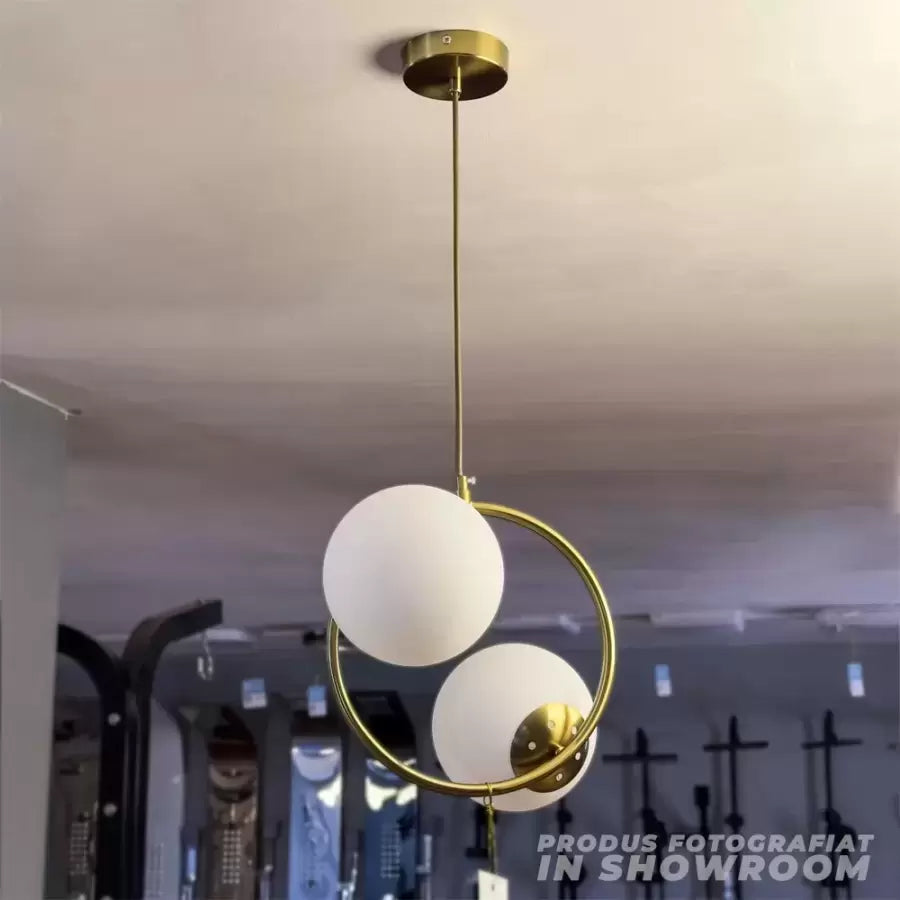 Lustr LOFT Atelier, 2x E27, bílé zlato, kov, nastavitelná výška Moderní lustry Výchozí název Alessandro Design