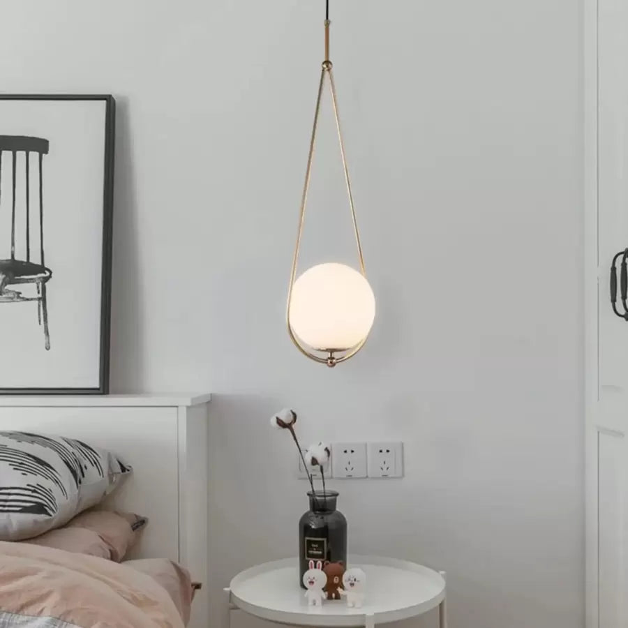 Lustr LOFT Haven, 1x E27, bílé zlato, kov, nastavitelná výška Moderní lustry Výchozí název Alessandro Design