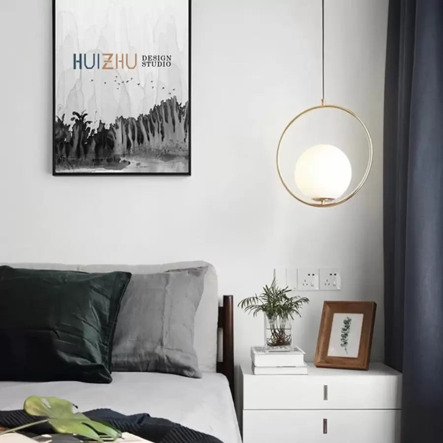 Lustr LOFT Haven, 1x E27, bílé zlato, kov, nastavitelná výška Moderní lustry Výchozí název Alessandro Design