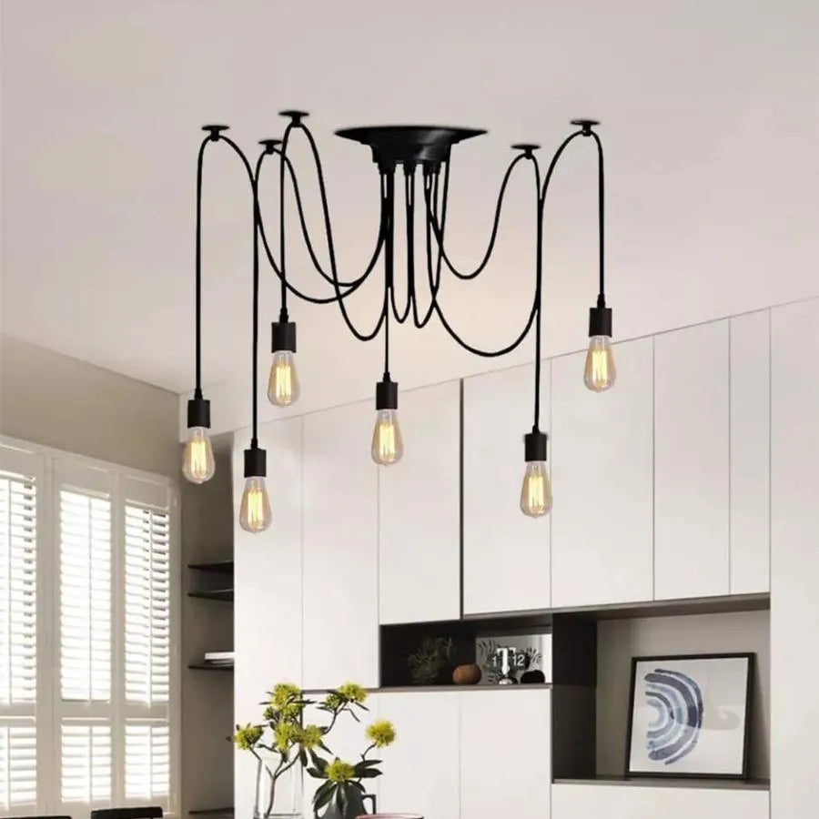 Přívěsek Spider 6XE27, černý, kov Klasické lustry Výchozí název Alessandro Design