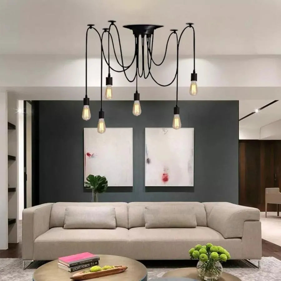 Přívěsek Spider 6XE27, černý, kov Klasické lustry Výchozí název Alessandro Design