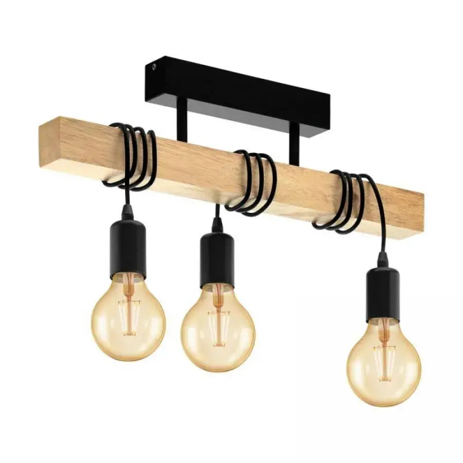 Lustr Timber Trio, 3xE27, Černý, Dřevo Vintage Lustry Výchozí název Alessandro Design