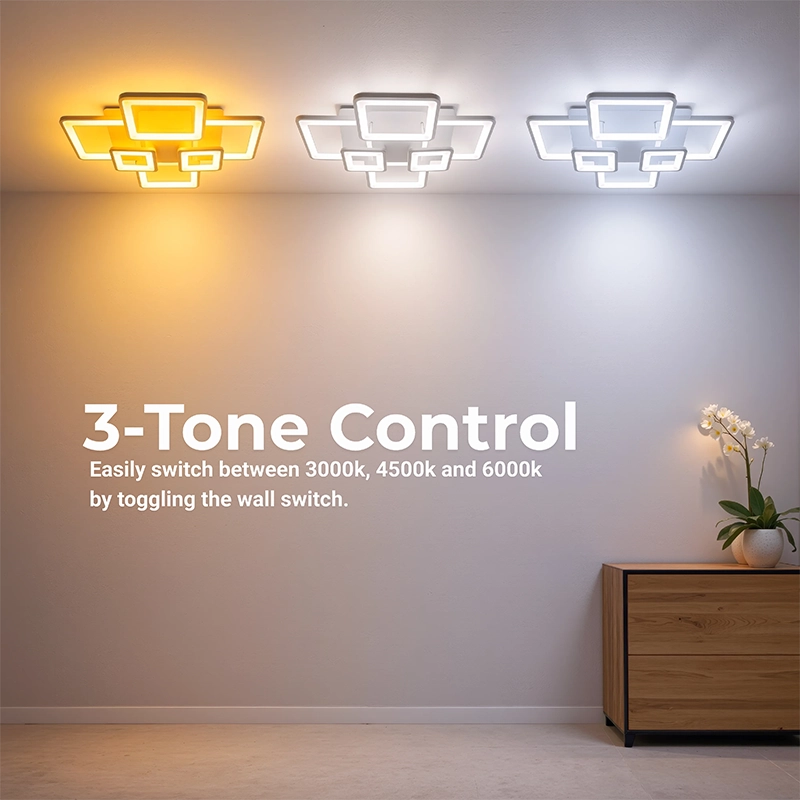 LED lustr s dálkovým ovládáním ELLA 119W, 6 čtverců, studené/teplé/neutrální světlo, stmívatelné, bílý LED lustr s dálkovým ovládáním Výchozí název Alessandro Design