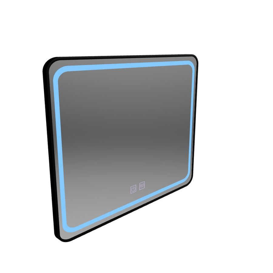 Obdélníkové LED zrcadlo 80x60cm - EDGE Touch Demister System, černý rám