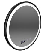 LED dotykové zrcátko NOVARA odmlžovací systém, hodiny a teplota 80 cm kartáčovaný černý rám