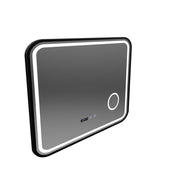 Bernd LED Touch Mirror Odmlžovací systém, hodiny a teplota Kosmetická lupa s kartáčovaným černým rámem 80x60 cm
