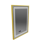 LED Mirror Touch Bruno Systém odmlžování, hodiny a teplota 60x80 cm broušený zlatý rám, S84/60X80