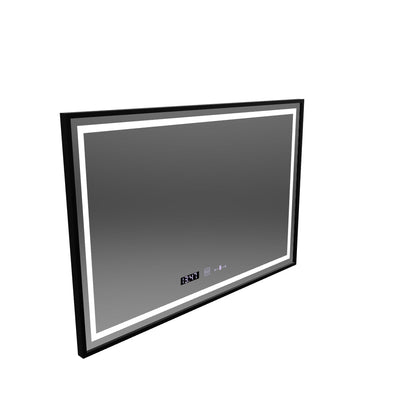 Obdélníkové LED zrcadlo, 120x80cm, Verite Majeste Noir Motion Glow Marcello, Demister System, Hodiny & Teploměr, Stmívatelné