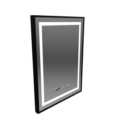 Obdélníkové LED zrcadlo, 60x80cm, Verite Majeste Noir Motion Glow Marcello, Demister System, Hodiny & Teploměr, Stmívatelné