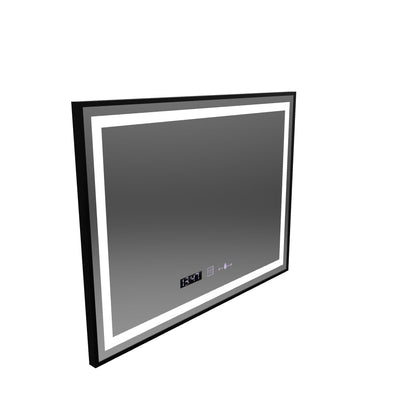 Obdélníkové LED zrcadlo, 80x60cm, Verite Majeste Noir Motion Glow Marcello, Demister System, Hodiny & Teploměr, Stmívatelné