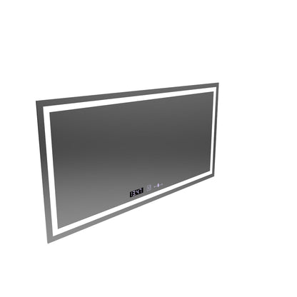 Obdélníkové LED zrcadlo, 120x60cm, Verite MotionGlow Marcello, Demister System, Hodiny & Teploměr, Stmívatelné