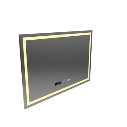 Obdélníkové LED zrcadlo 120x80 cm Vérité MotionGlow Marcello, Demister System, Hodiny & Teploměr, Stmívatelné