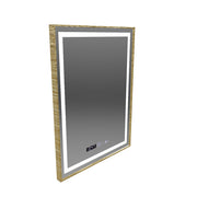 Obdélníkové LED zrcadlo, 60x80cm, Verite Royale Gold MotionGlow Marcello, Demister System, Hodiny & Teploměr, Stmívatelné