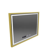 Obdélníkové LED zrcadlo, 80x60cm, Verite Royale Gold MotionGlow Marcello, Demister System, Hodiny & Teploměr, Stmívatelné