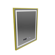 Obdélníkové LED zrcadlo, 75x90cm, Verite Royale Gold MotionGlow Marcello, Demister System, Hodiny & Teploměr, Stmívatelné