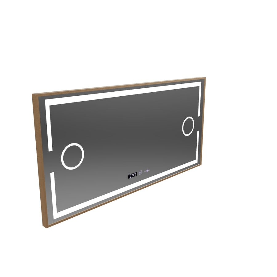 LED zrcadlo MotionGlow Isabell senzor s funkcí odmlžování Teploměr Hodiny 120x80 cm Teplé/Studené/Neutrální světlo Stmívatelné, Rose Gold Brushed Frame, Marcello Funghi Collection