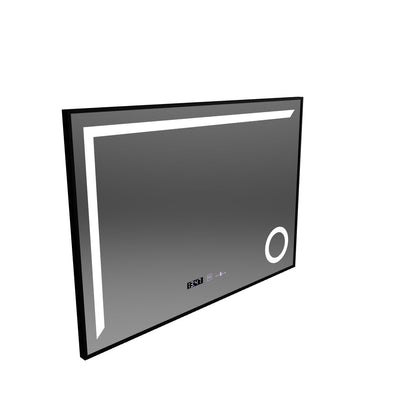 LED zrcadlový senzor MotionGlow Sofia s funkcí odmlžování Teploměr Hodiny 110x75 cm Teplé/Studené/Neutrální světlo Stmívatelné, Brushed Black Frame, Marcello Funghi Collection