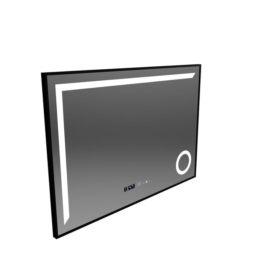 LED zrcadlový senzor MotionGlow Sofia s funkcí odmlžování Teploměr Hodiny 110x75 cm Teplé/Studené/Neutrální světlo Stmívatelné, Brushed Black Frame, Marcello Funghi Collection