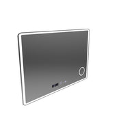 Obdélníkové LED zrcadlo 120x80 Aura Riflesso Puro MotionGlow Marcello, Demister System, Teploměr a hodiny, Stmívatelné