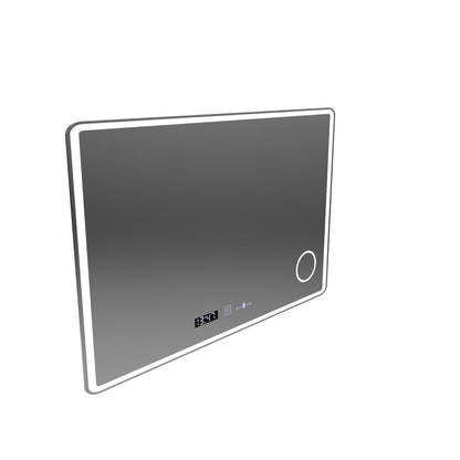 Obdélníkové LED zrcadlo 120x80 Aura Riflesso Puro MotionGlow Marcello, Demister System, Teploměr a hodiny, Stmívatelné