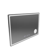 Obdélníkové LED zrcadlo, 90x60cm, Velur MotionGlow Marcello, Demister System, Hodiny & Teploměr, Kosmetická lupa, Stmívatelné