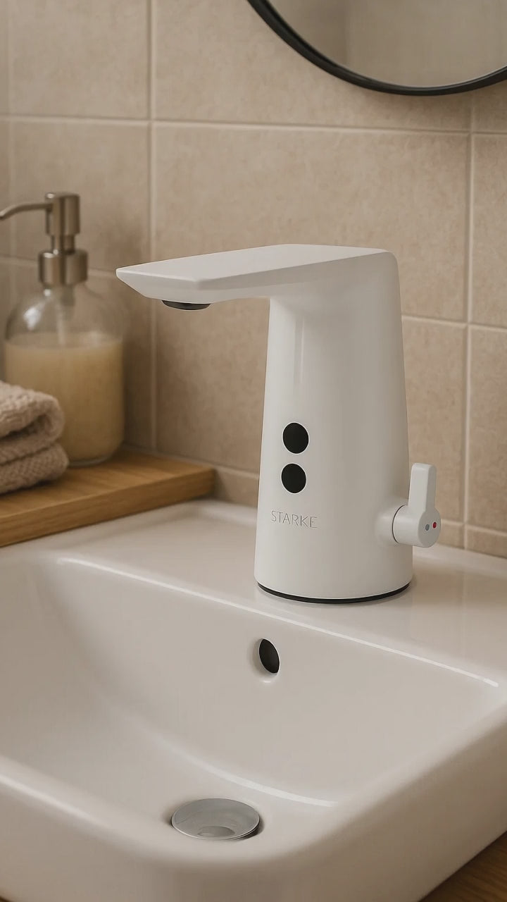 Dřezová baterie se senzorem, sanitární mosaz, bílá, RW-190WH