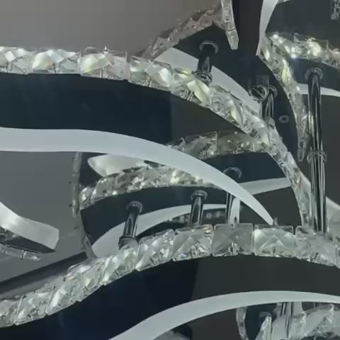 LED lustr s dálkovým ovládáním a krystalem Alejandro 160W, 9 květů, studené/teplé/neutrální světlo, stmívatelný, lesklý chrom