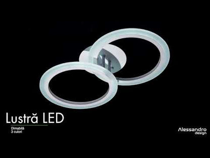 LED lustr s dálkovým ovládáním BETTY 27W, 2 kruhy, Studené/Teplé/Neutrální světlo, Stmívatelné, Bílá