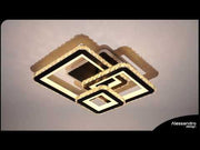 LED lustr s dálkovým ovládáním a krystalem LEILA 88W, 3 čtverce, studené/teplé/neutrální světlo, stmívatelný, lesklý černý chrom