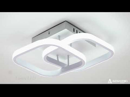 VERTEX Matrix LED lustr, překrývající se diamanty, kovové rámy, 24W, 2 diamanty, studené/teplé/neutrální světlo 3000K/4000K/6000K, bílá