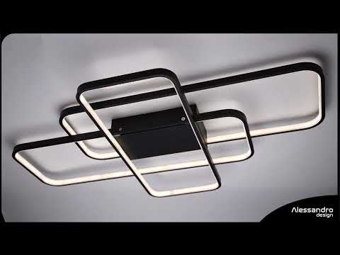 IANUSIS LED lustr s dálkovým ovládáním 95W, 3 Elements, Studené/Teplé/Neutrální světlo, Stmívatelné, Černá