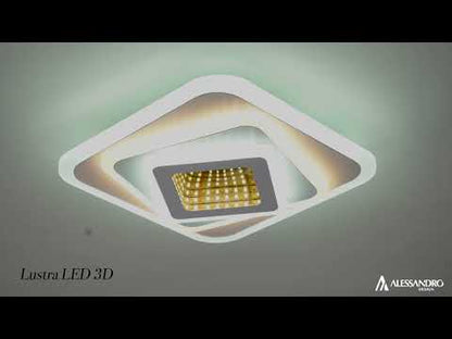 LED lustr NEXA 3D 46W, čtvercový, studené/teplé/neutrální světlo, bílý
